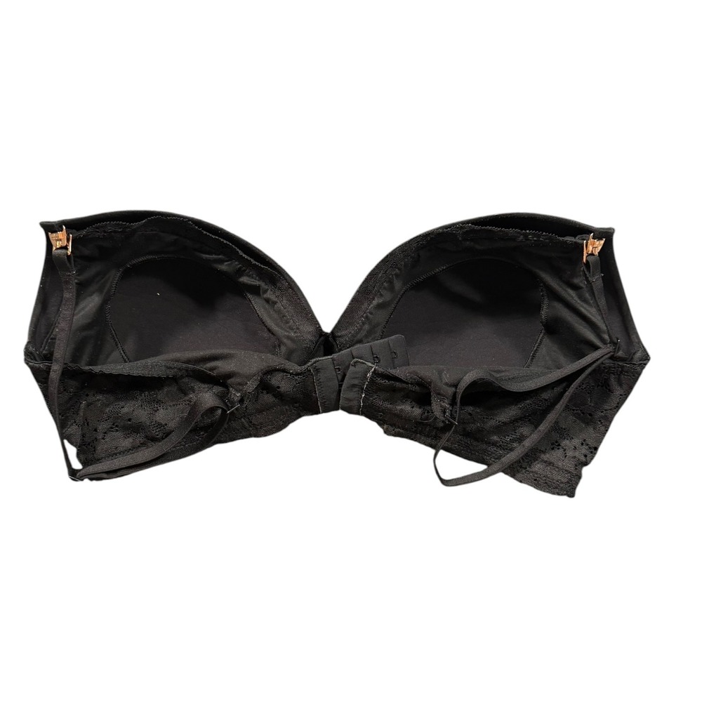 Victoria's Secret Wireless Bra Womens 38D Black Lace Trim Gold Hardware Comfort - Picture 7 of 12